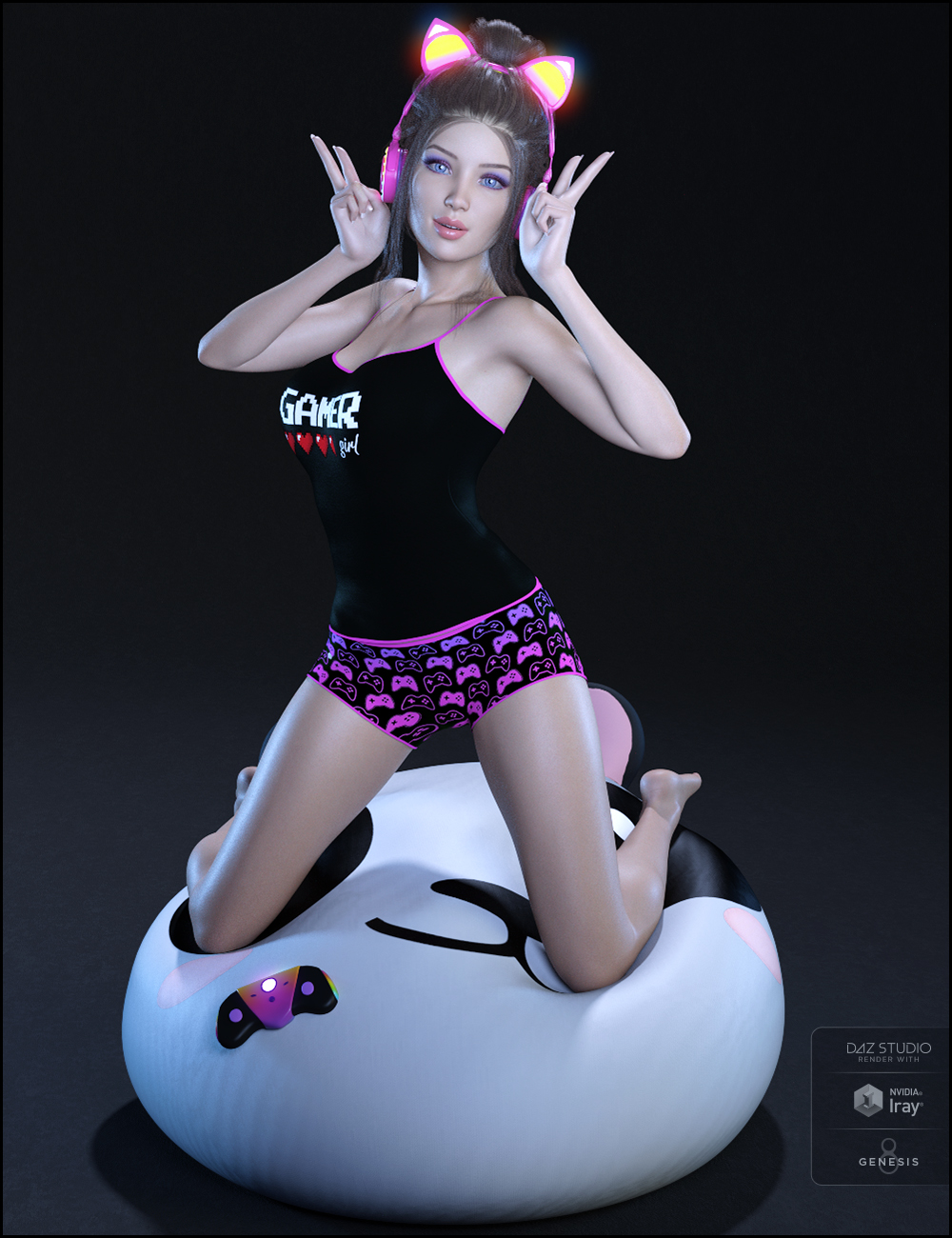 Gamer Girl PJs and Accessories for Genesis 8 Female