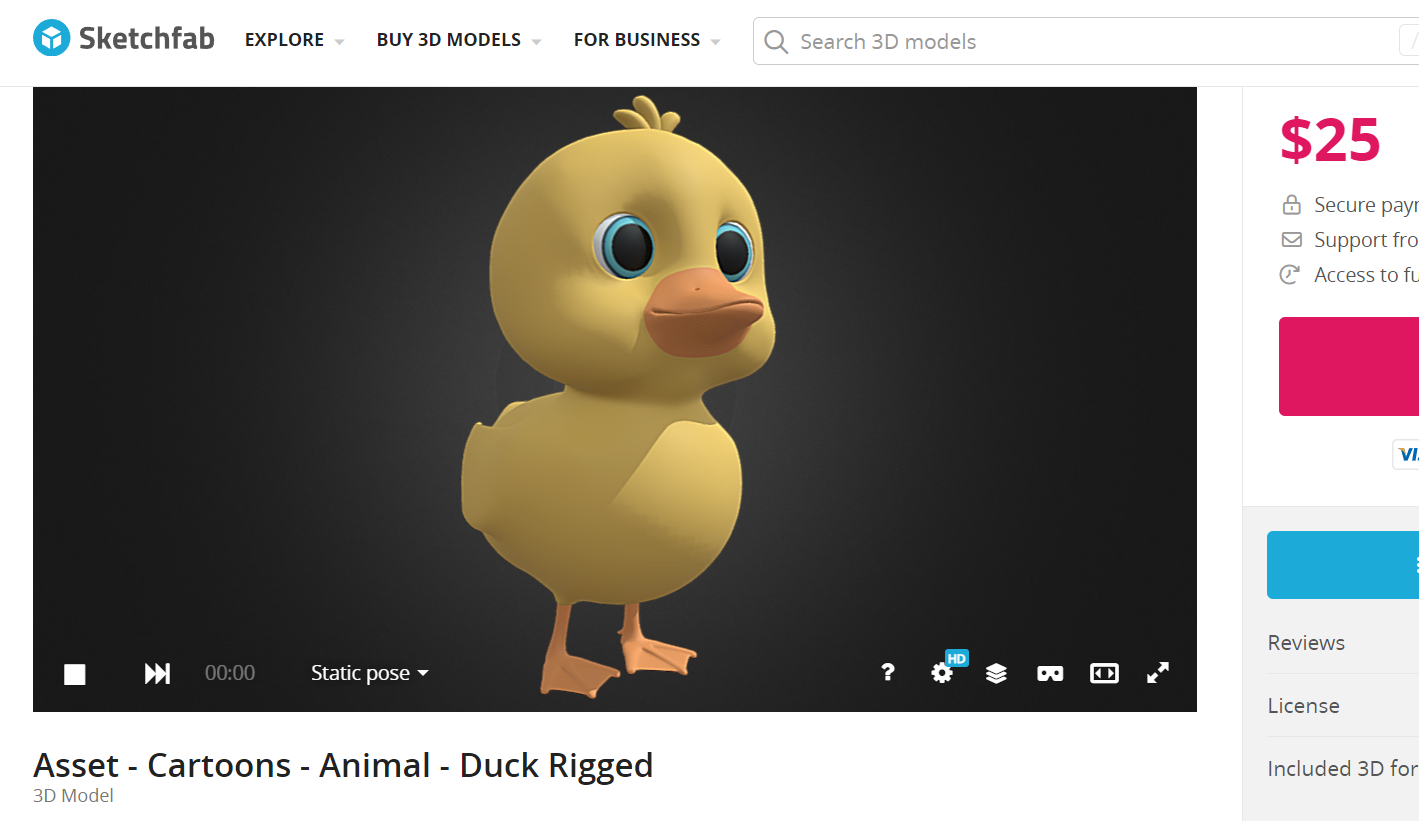 Asset Cartoons Animal Duck Rigged 3D Model 1708688385