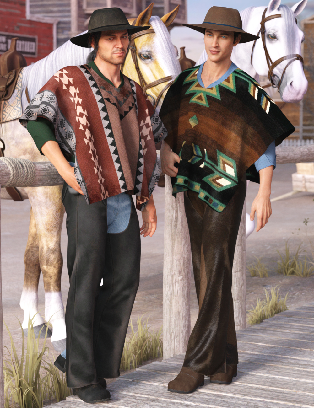 dforce western poncho outfit textures 00 main daz3d 1711984691