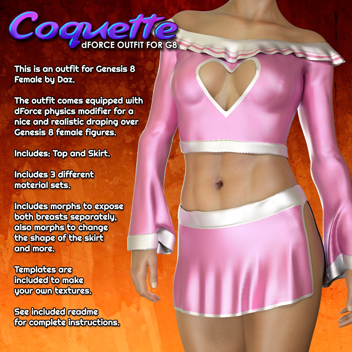 Exnem dForce Coquette Outfit for G8F [Dead Post Repost]