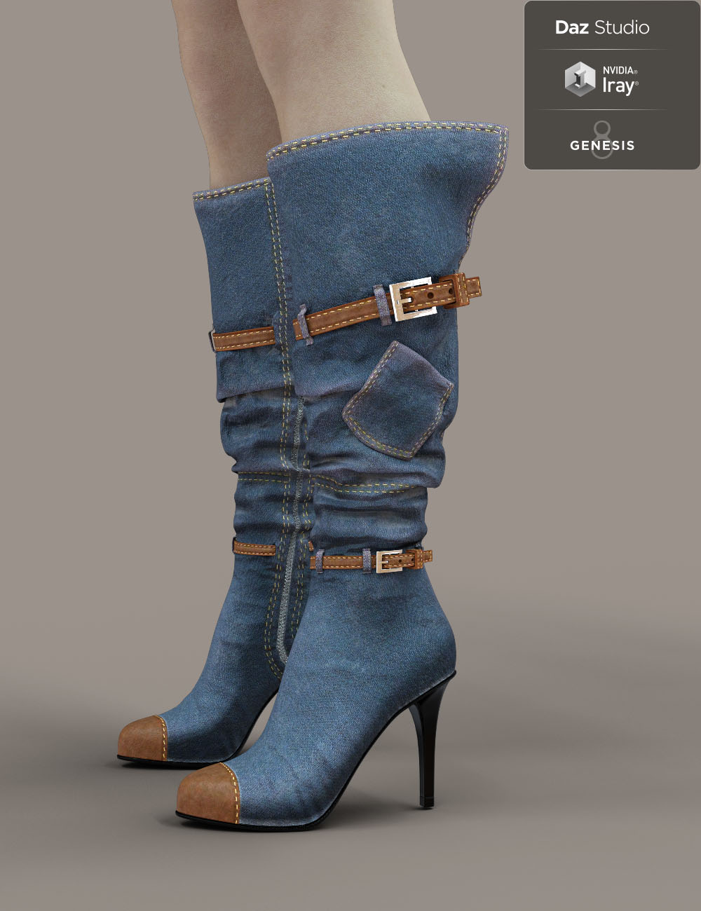 Jiwoo Denim Boots For Genesis 8 Female(S) (RE-POST)