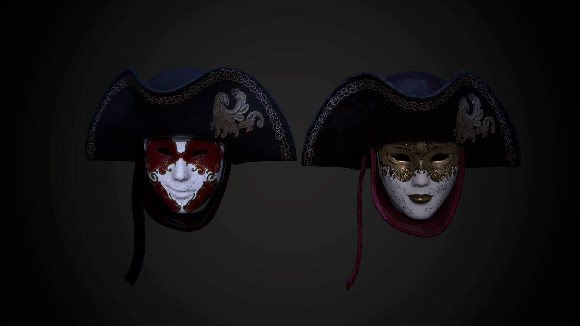 Venetian Mask Set 3D Model [Request]
