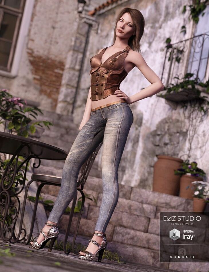 Skinny Jeans and Corset Outfit for Genesis 3 Female s 1728642065