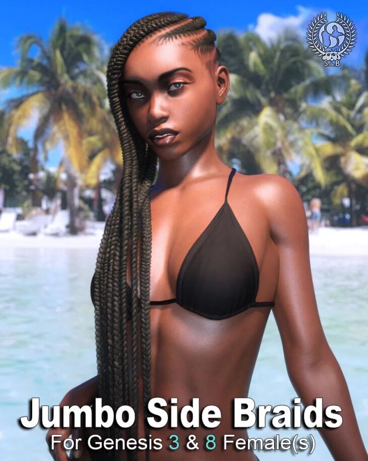 Jumbo Side Braids for Genesis 3 and 8 Female s 1729027773