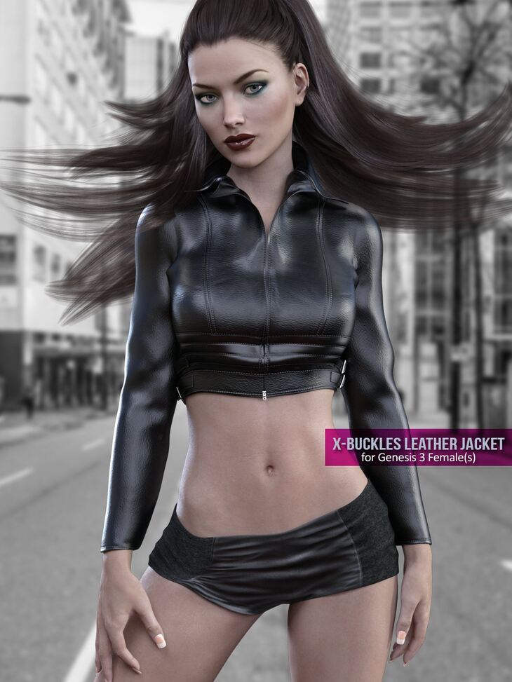 X Fashion Buckles Jacket Outfit for Genesis 3 Females 1729027817