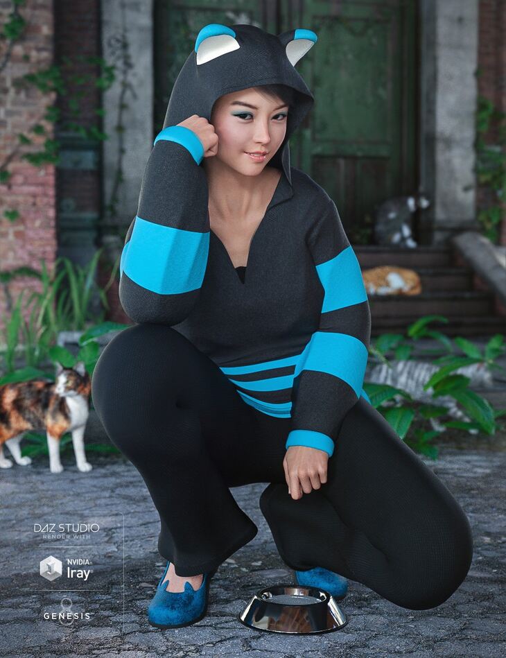 Casual Kitty Set for Genesis 8 Females 1729379461