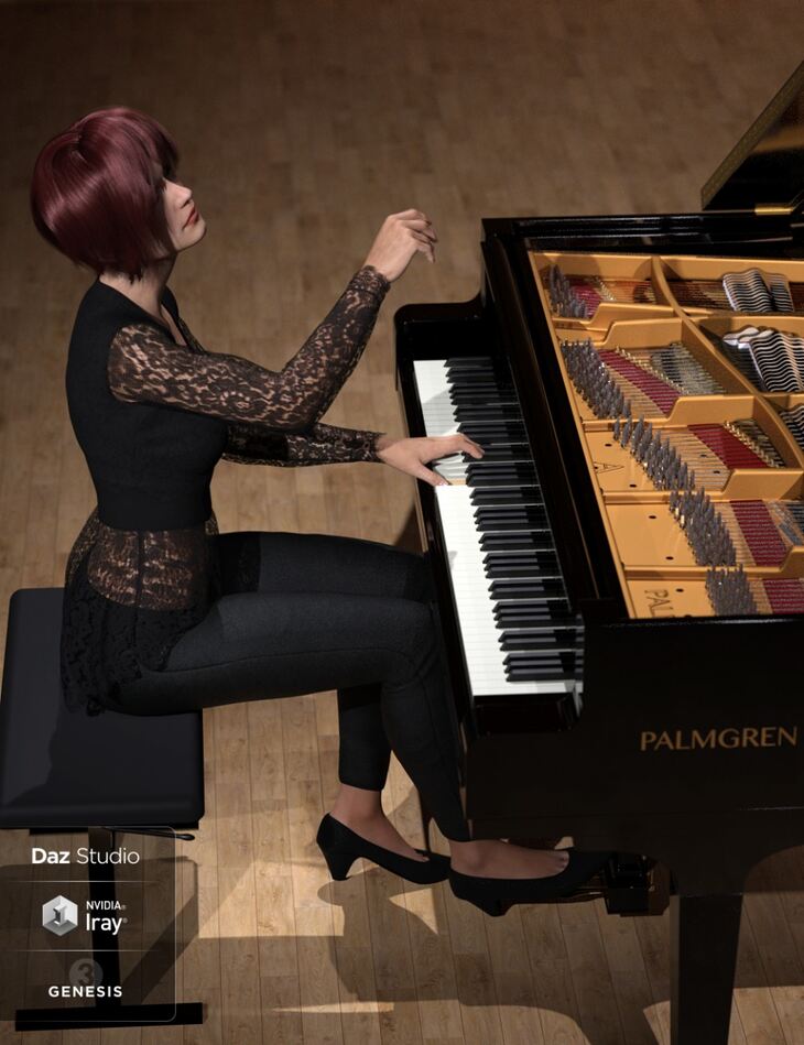 HD Grand Piano and Poses for Genesis 3 and 8 1730510093