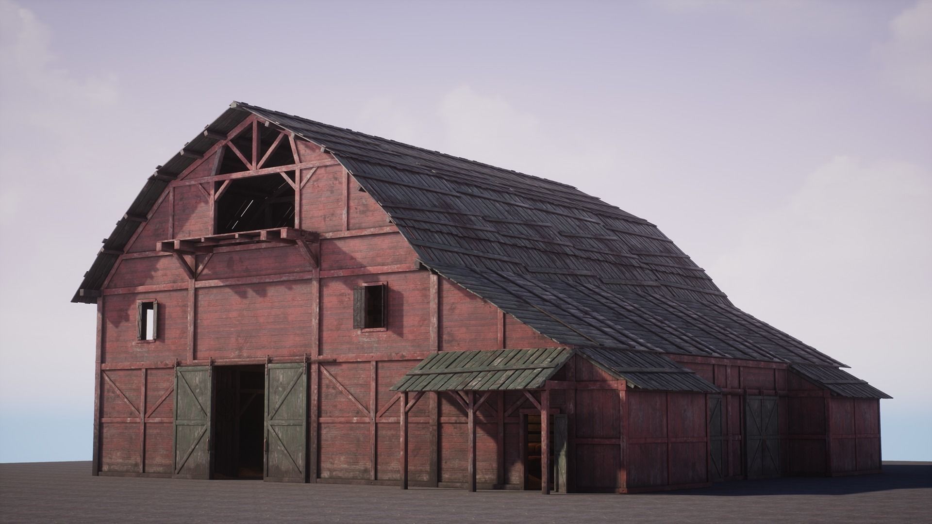 old west modular barn 3d model low poly obj fbx blend 1731248967