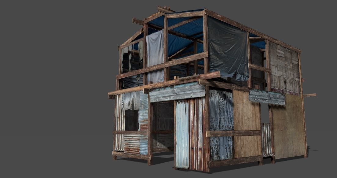lowpoly shanty house 3d model low poly obj
