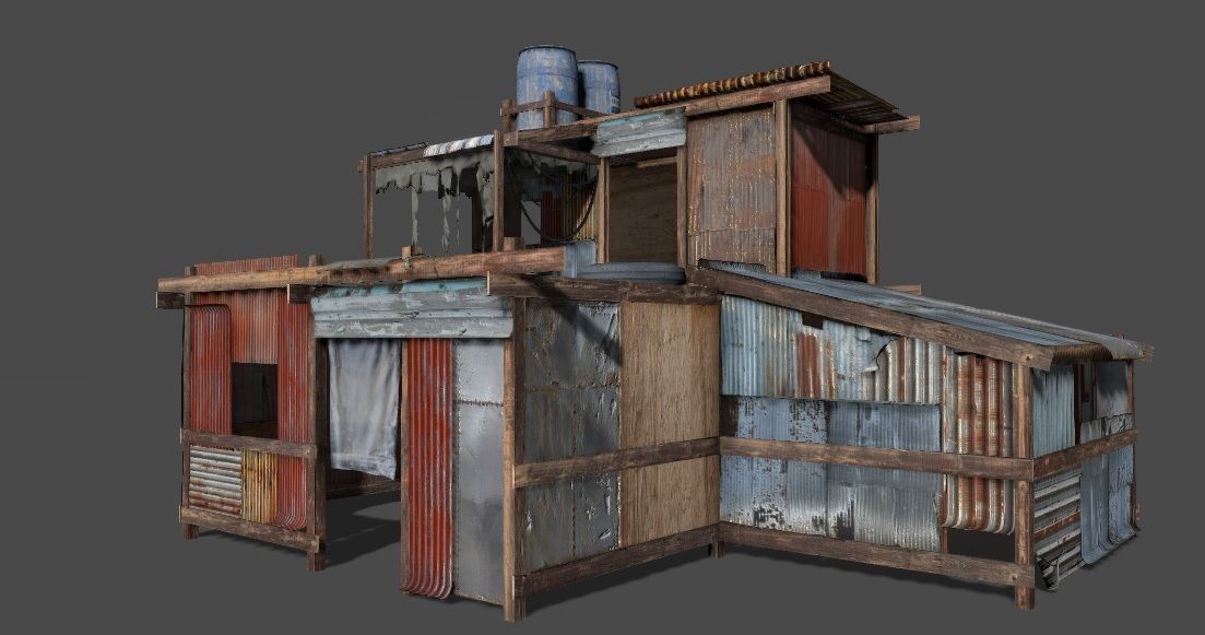 lowpoly shanty house 3d model low poly obj