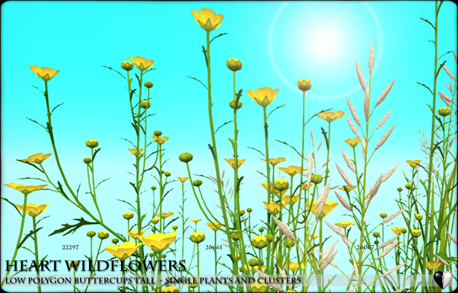 low polygon wild tall buttercups flowers wild flowers 3d model low poly obj mtl