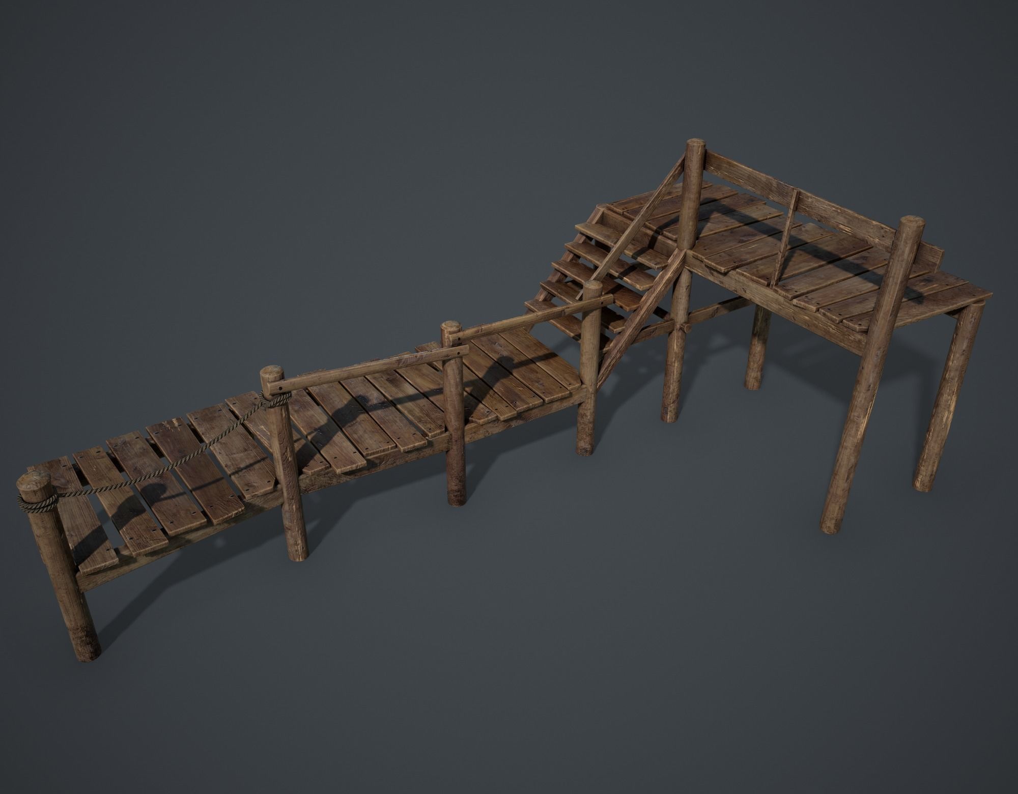 old pier 3d model low poly max obj