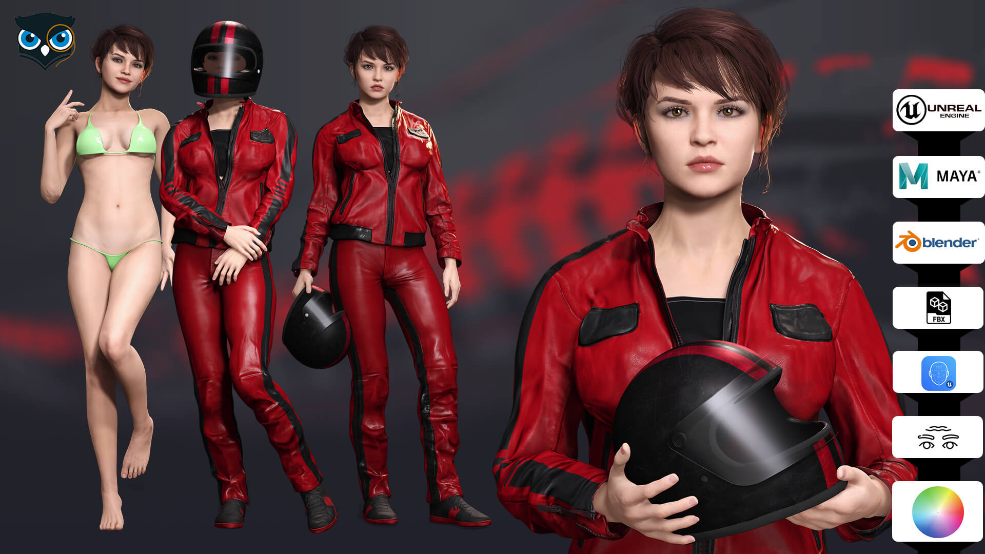 realistic biker model with helmet and racing gear 01 1736947248
