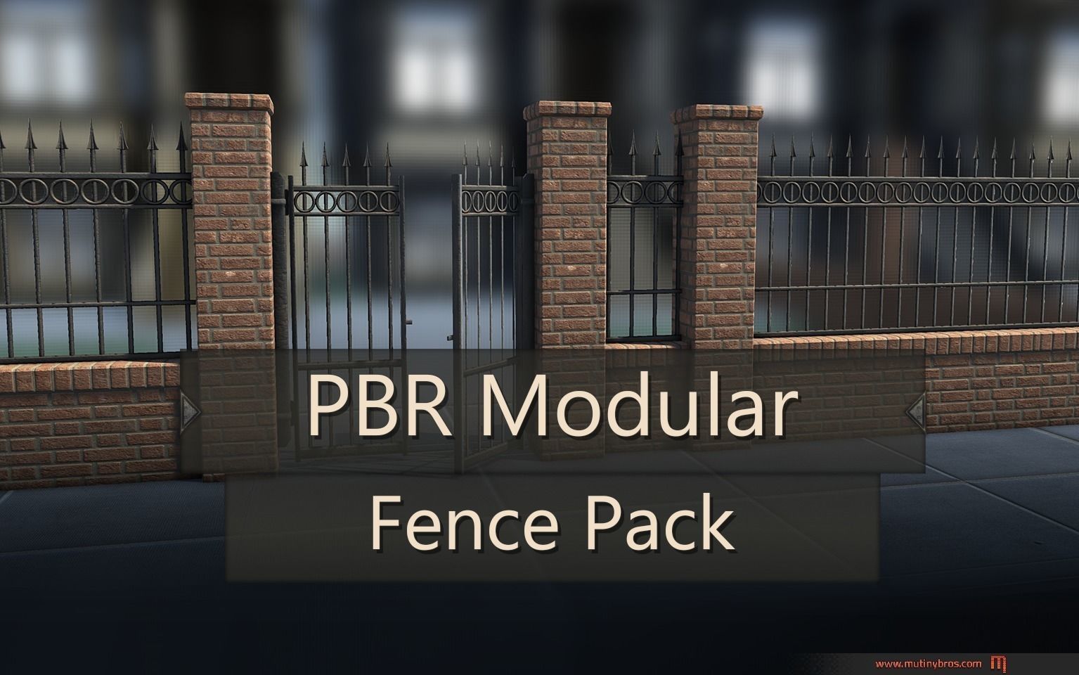 pbr modular fence pack 3d model low poly obj