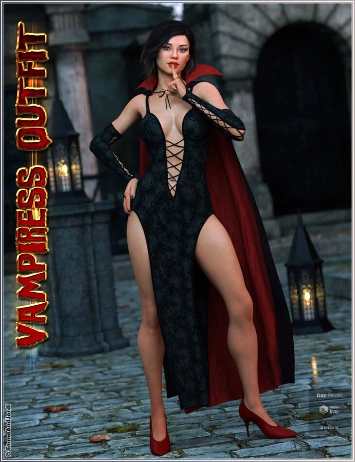 dForce Vampiress Outfit and Poses For Genesis 8 Female(s) (Repost)