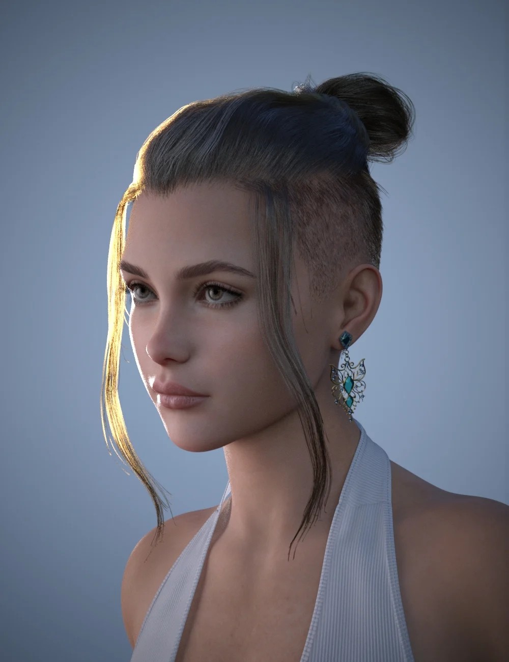 dForce Nathan Bun Hair for Genesis 9