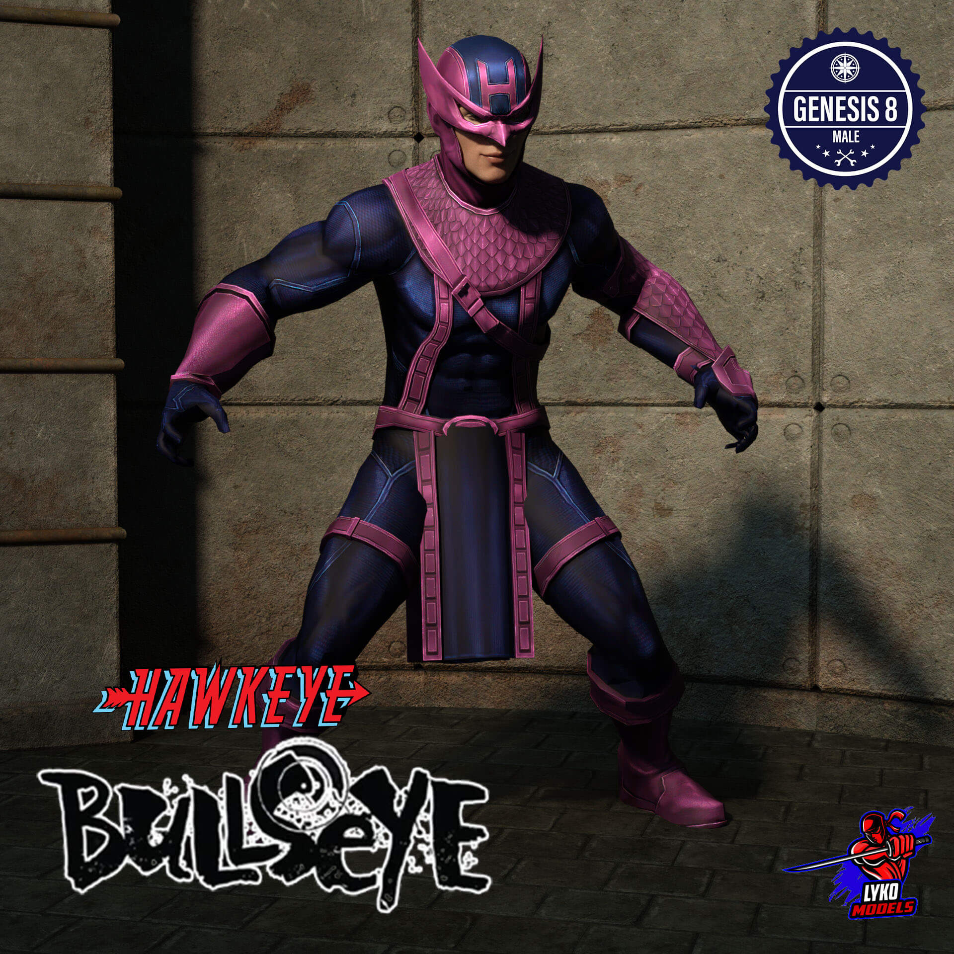 lyko3d marvel bullseye hawkeye outfit for g8m 01 1751055134