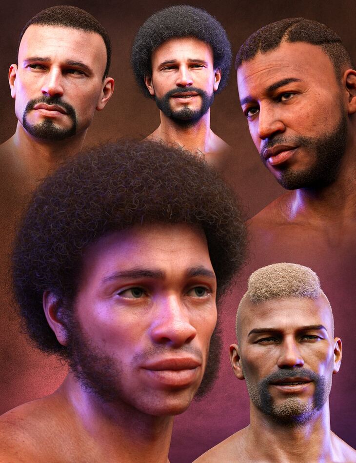 Curly Hair and Facial Hair for Genesis 8 Males 1751873031