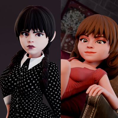 hermione wednesday addams 3d character bundle 1753735733
