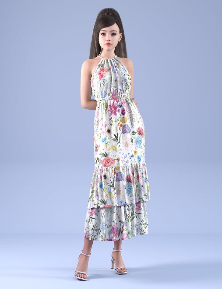 dForce HnC24 Floral Dress Outfit for Genesis 9 1753796935