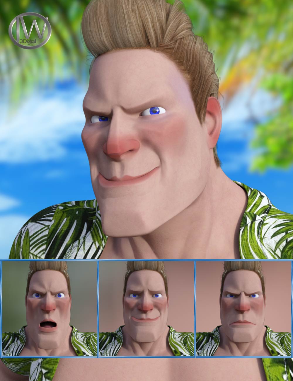 cartoon guy expressions for genesis 8 male and toon dwayne 8 00 main daz3d 1754349062