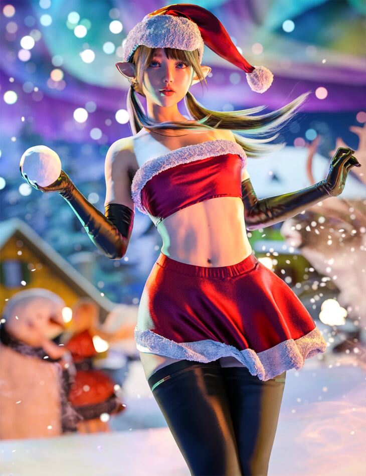 dForce Christmas Isabella Crop Top Outfit for Genesis 9 and Genesis 8 and 8 1 Females 1754563059