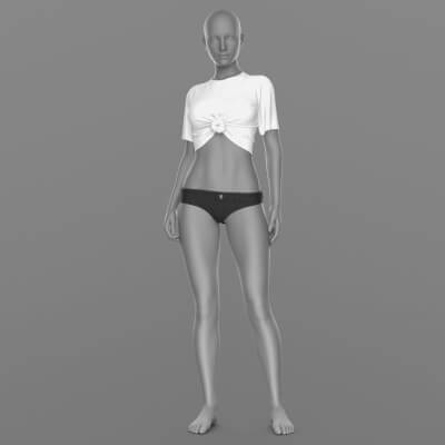 shirt with knot and denim panties g8 female 1758856409