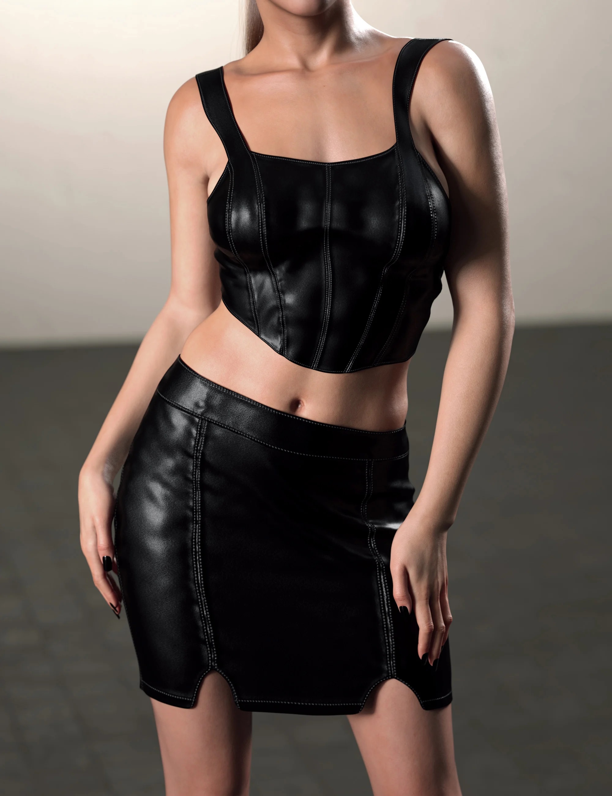 dForce Leather Skirt and Top for Genesis 9 1 https://new.imagehostx.com/upload/2025/12/25/dForce-Leather-Skirt-and-Top-for-Genesis-9_1766669842.jpg