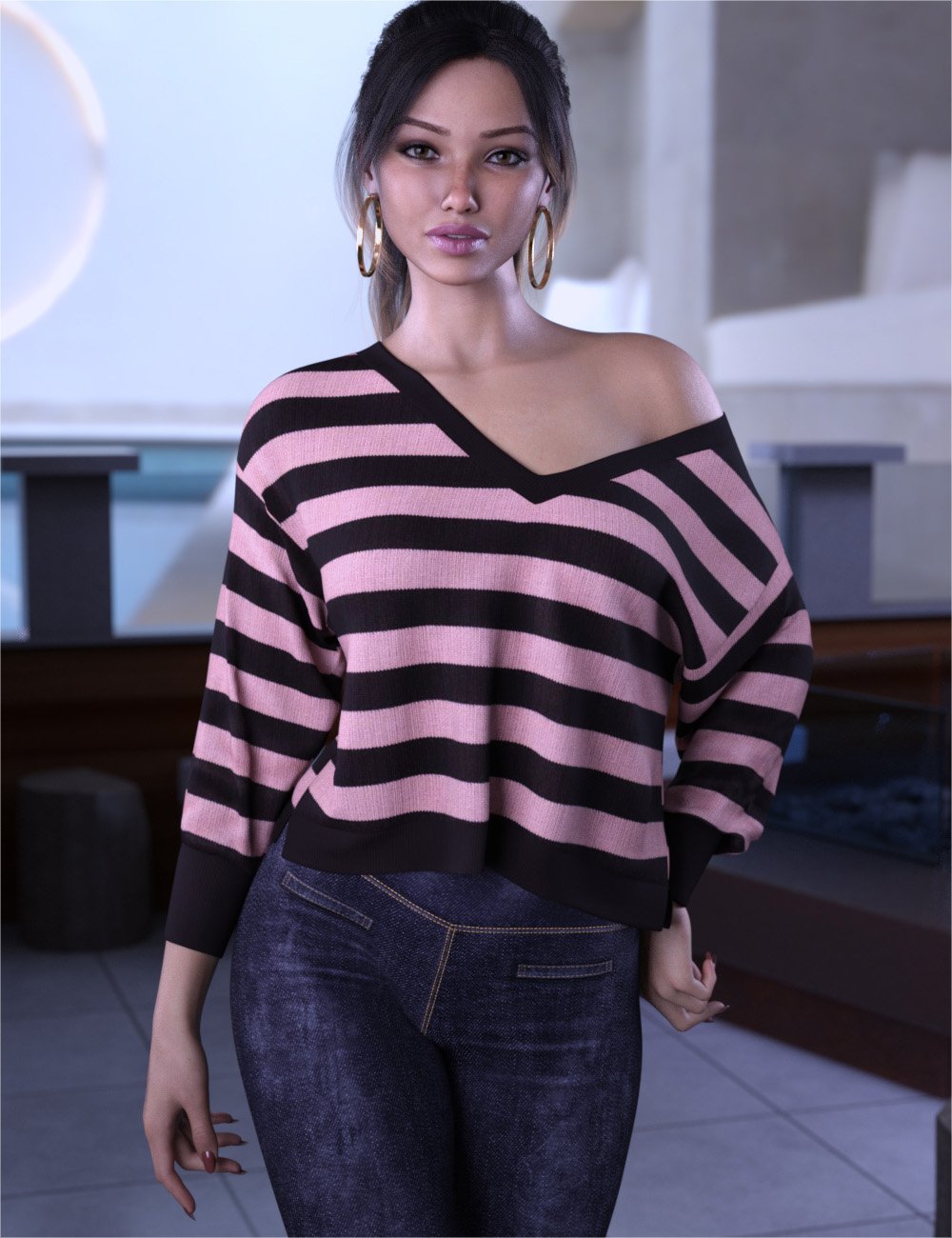dForce Oversized V Neck Sweater for Genesis 9 8 dforceoversizedvnecksweaterforgenesis900maindaz3d 1769415047