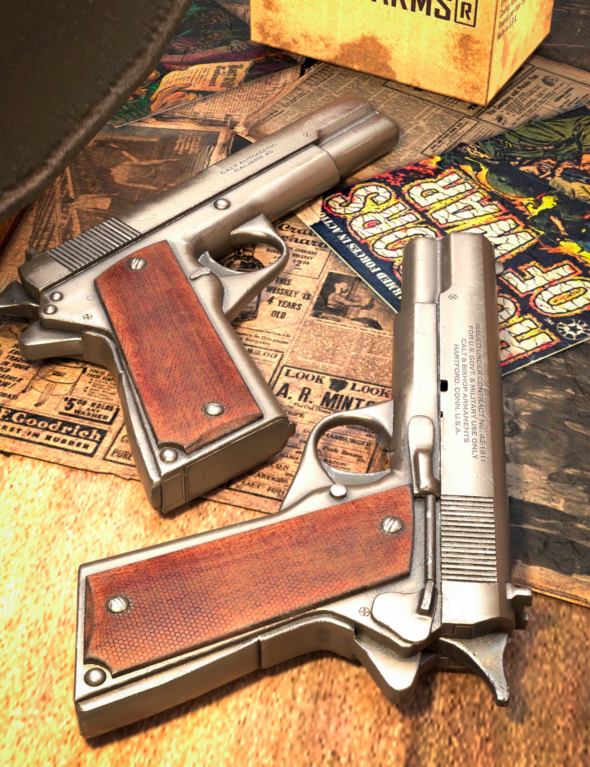 M3D 1911 Tactical Gun 2026 - Free Daz 3D Models