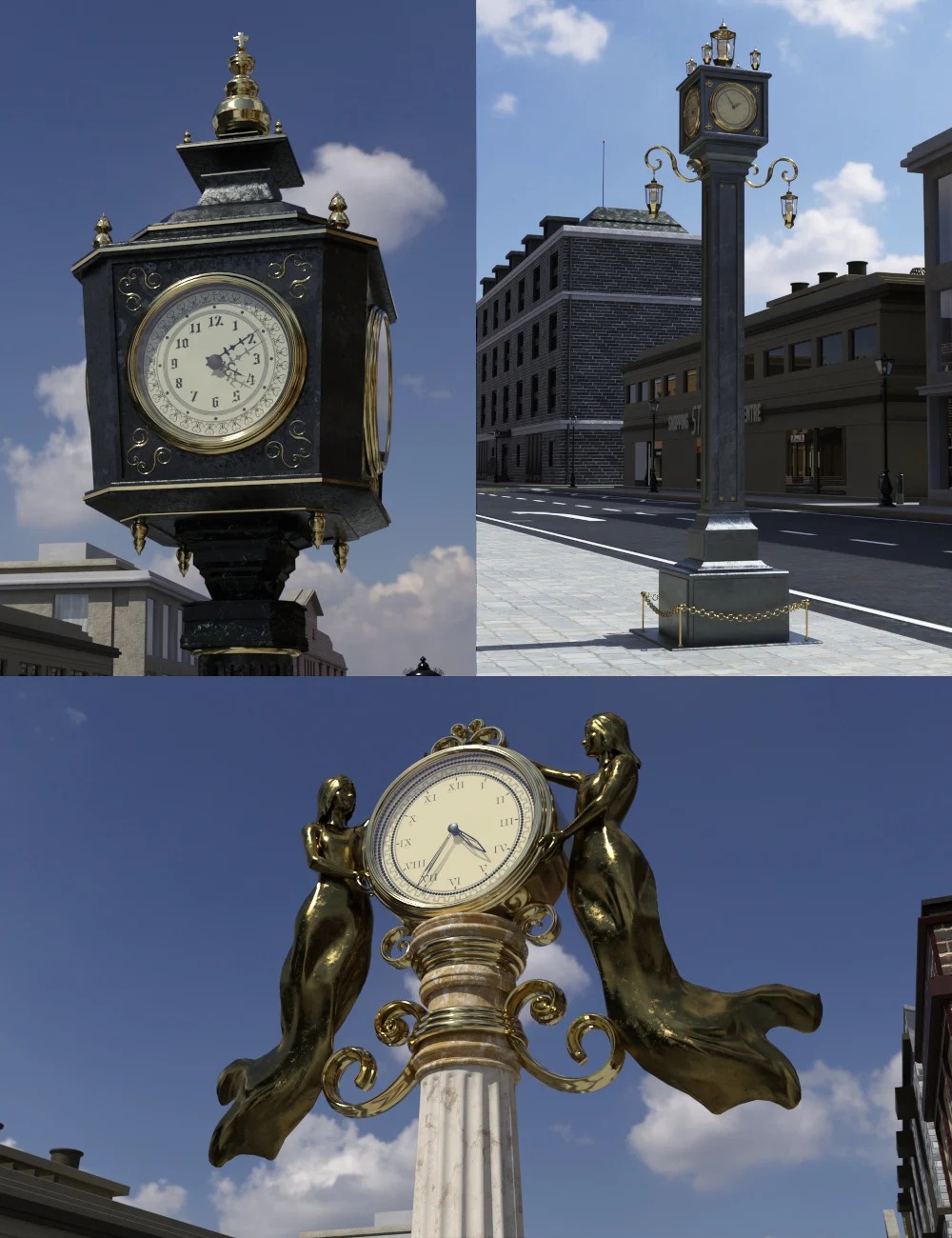 Street Clocks 2026 - Free Daz 3D Models