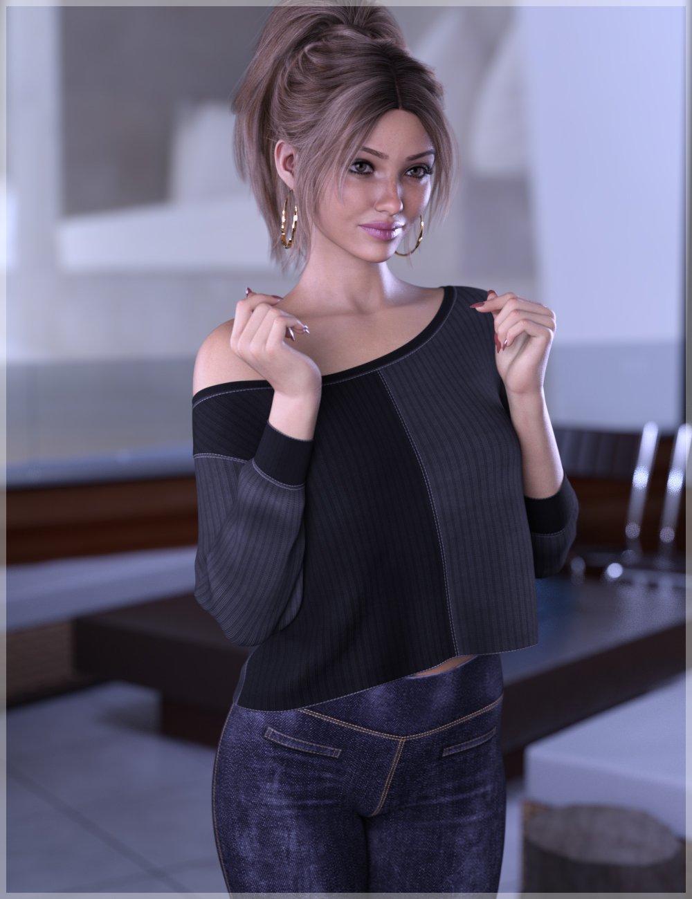 dForce Off Shoulder Midriff Sweater Genesis 9 30 dforceoffshouldermidriffsweatergenesis900maindaz3d 1771917526