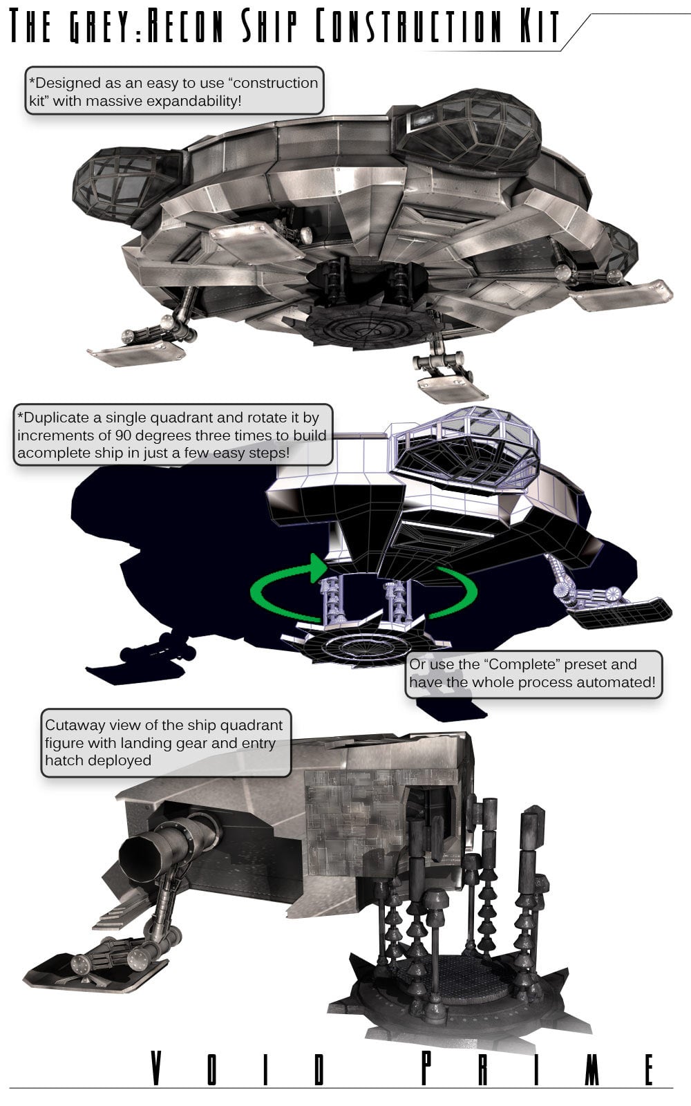 void prime grey alien recon ship construction kit image 0 1774630705