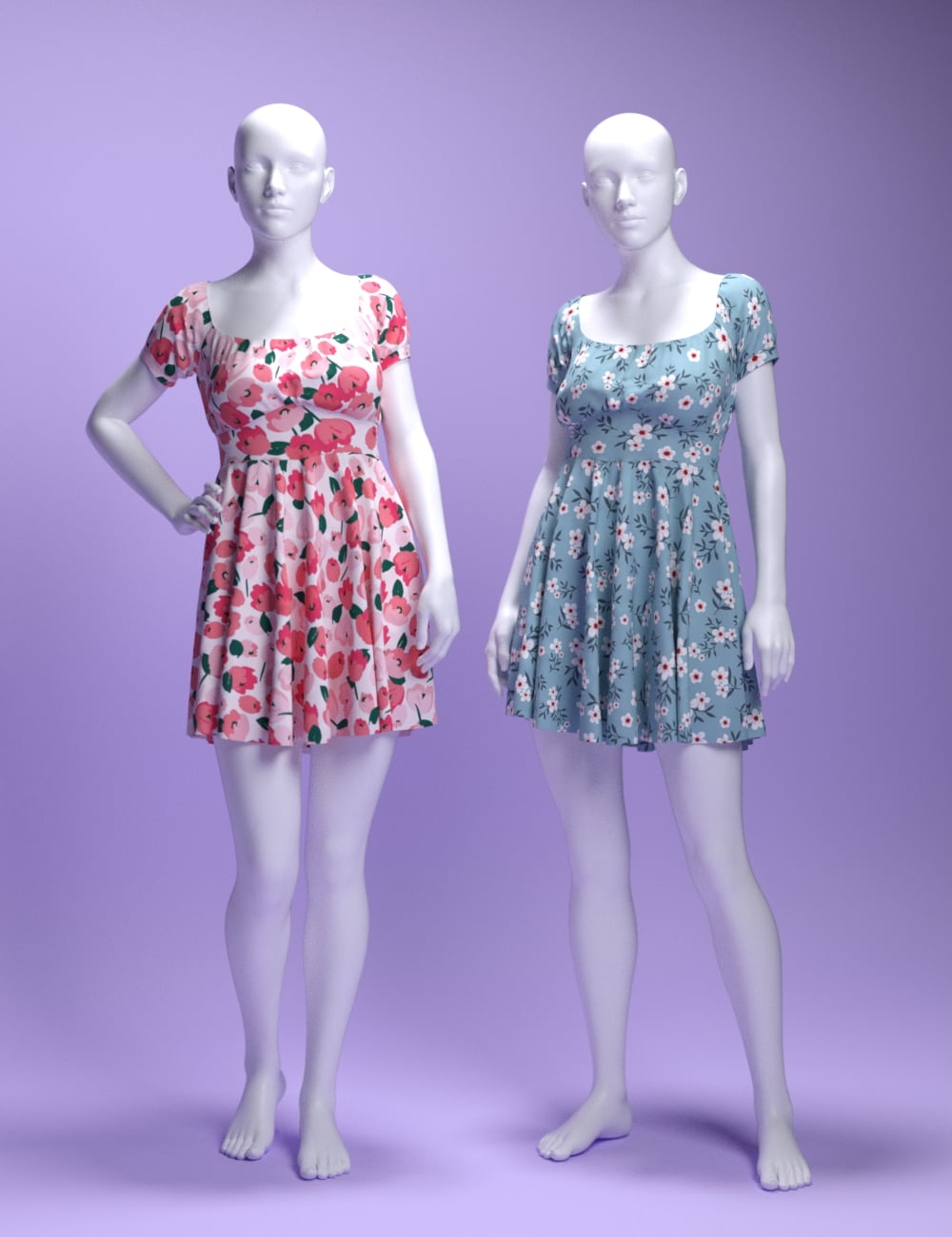 dForce MS Sweet Floral Dress for Genesis 9 and 8 Female