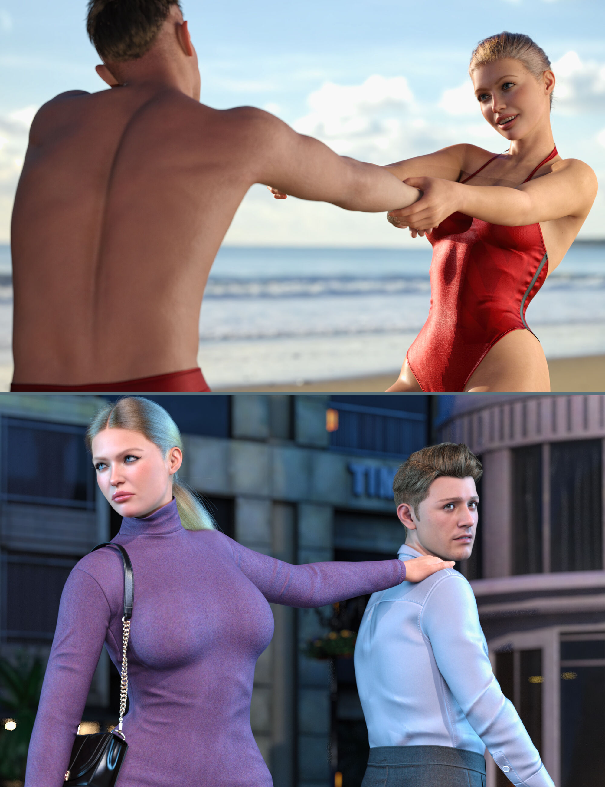 Z Pull Me Closer Couple Poses for Genesis 9 and 8
