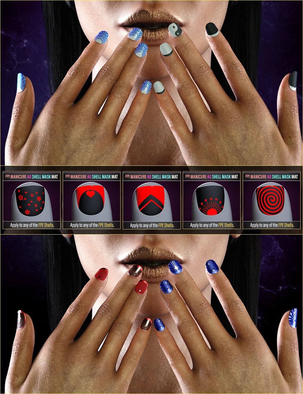 FPE Manicure Texture Add-On for Genesis 9 1 https://new.imagehostx.com/upload/2026/06/12/FPE-ManicureG9AO-Main_1781252006.jpg
