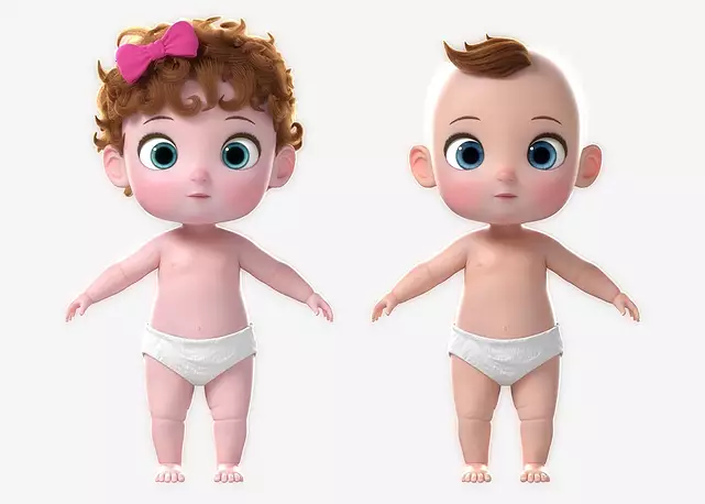 cartoon baby twin norig 3d model fbx ma mb 1 1784509776