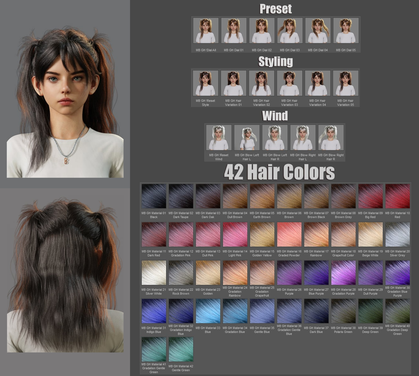 dForce Graceful Twintails Hair for Genesis 9