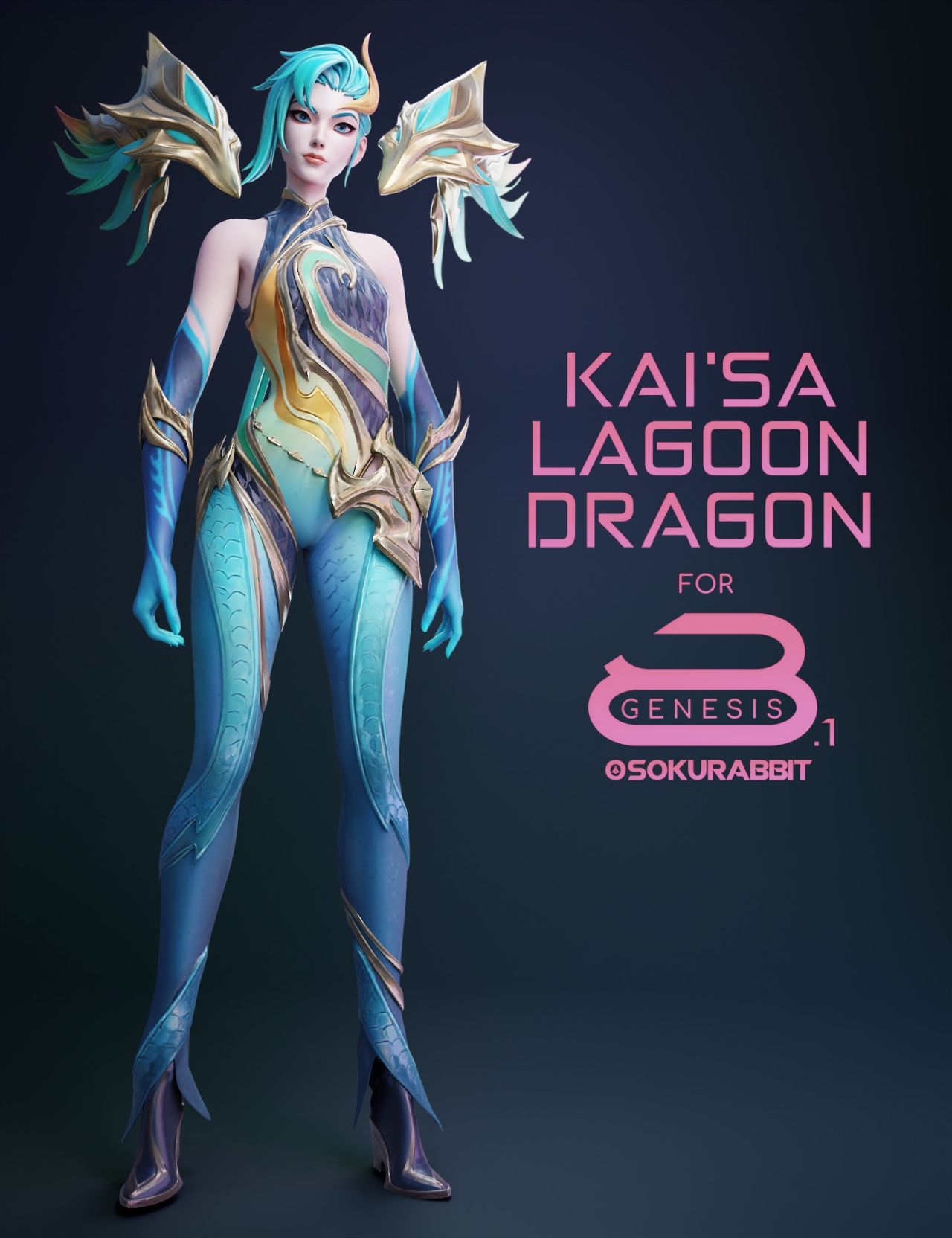 Kai'Sa Lagoon Dragon For Genesis 8 and 8.1 Female 1 Kai'Sa Lagoon Dragon For Genesis 8 and 8.1 Female