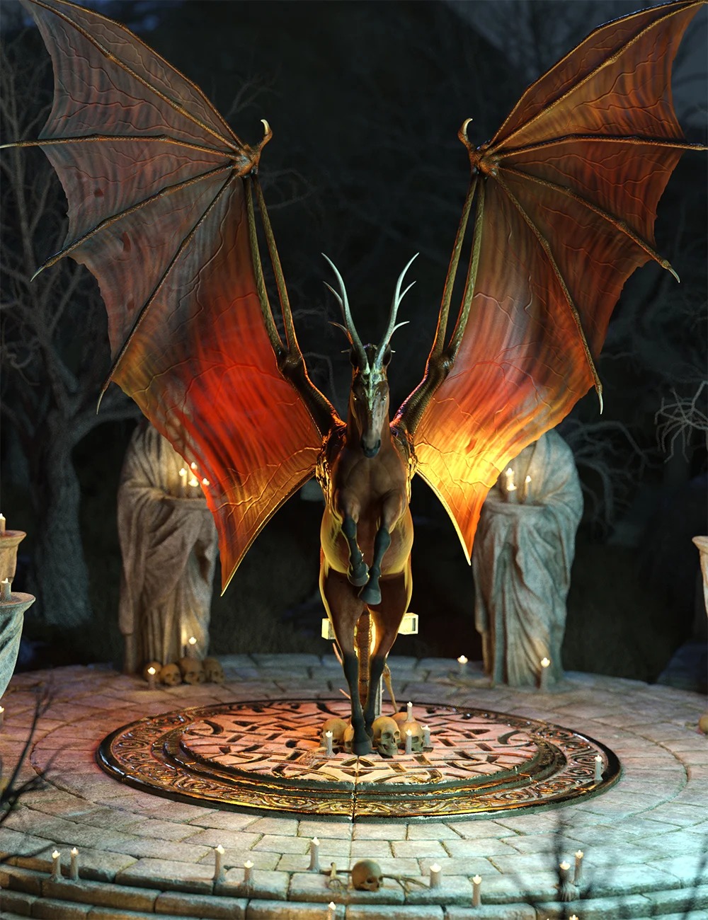 Winged Death Hierarchical Poses for Demon Horse 2 remote 1789982254