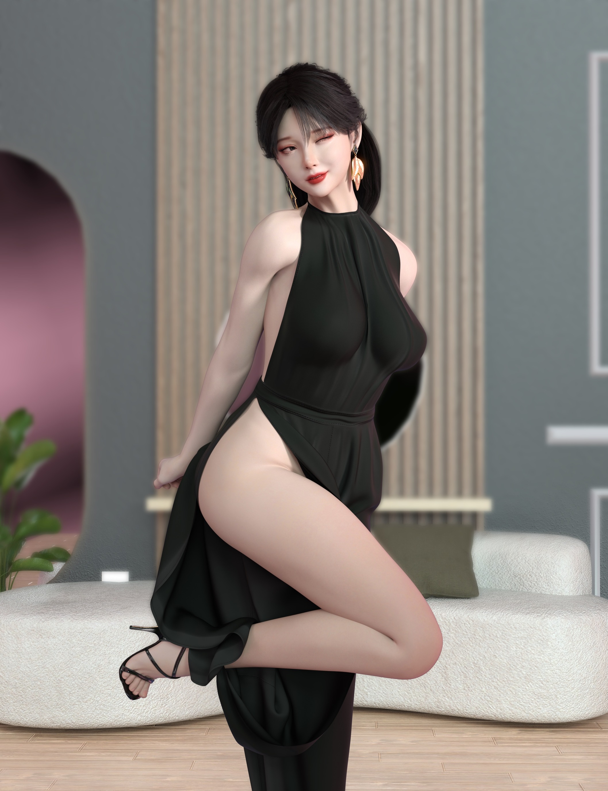 Noki Half-Up Bun with Bangs & Noki Mitsuki HD for Genesis 9 4 remote 1789989742