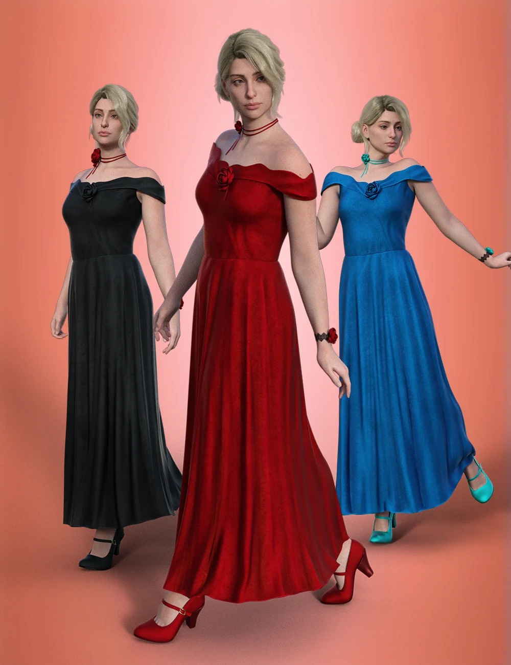 dForce Rose Velvet Dress Outfit for Genesis 9 48 remote 1790328427