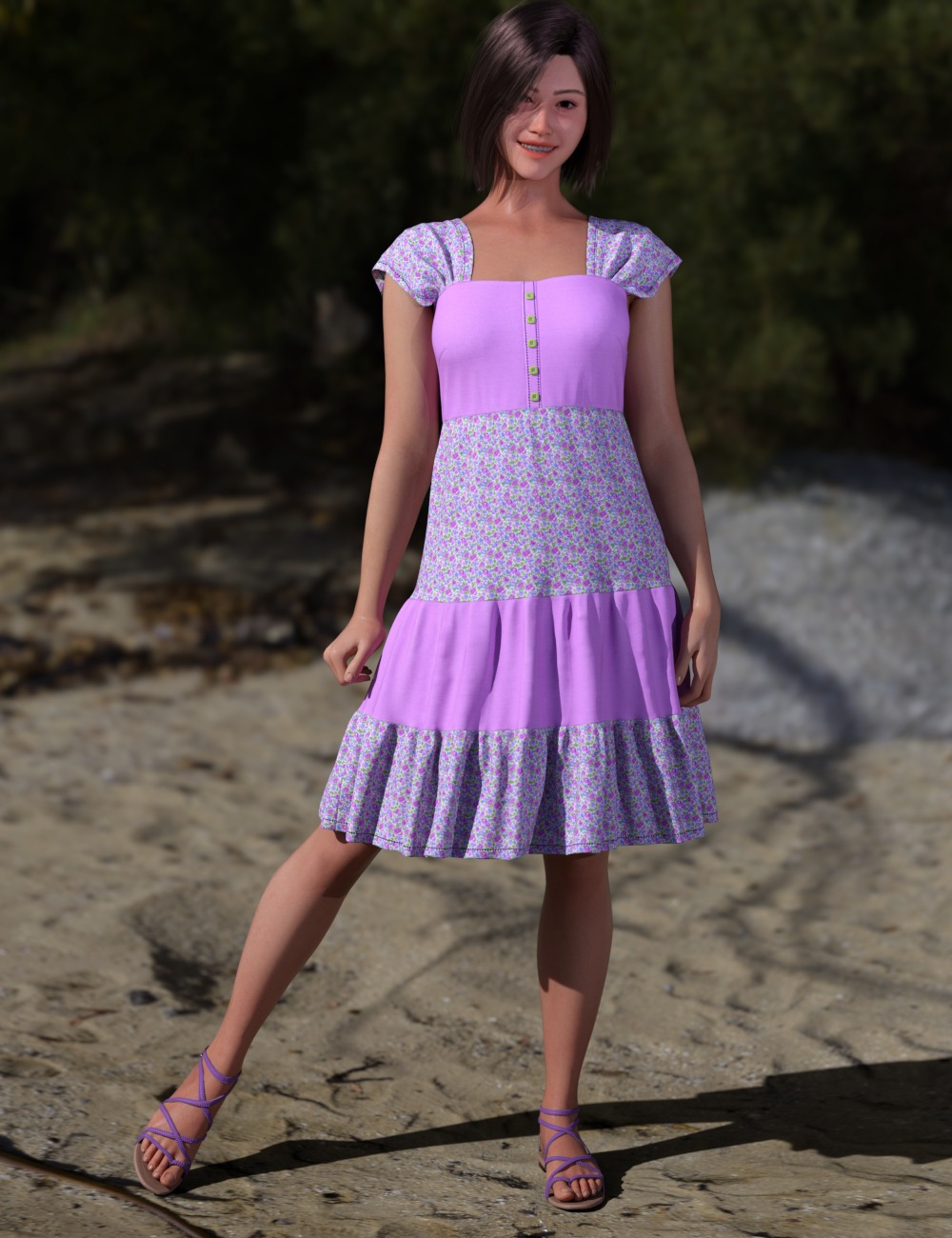 dForce Summer Sundress and Sandals for Genesis 9 50 remote 1790328469