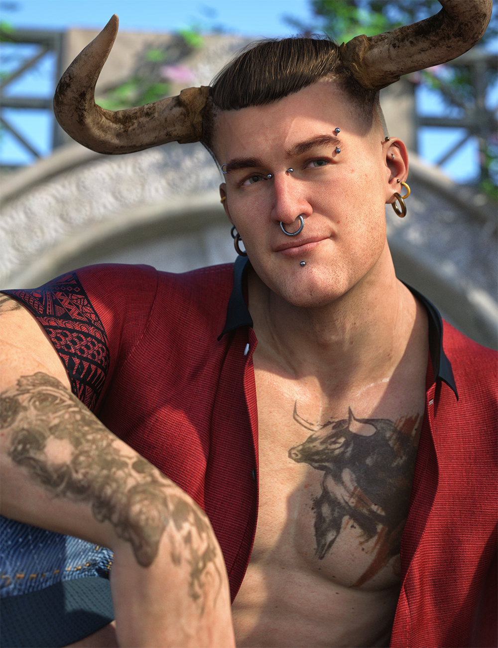 Taurus Piercings Set for Genesis 8 and 8.1 Males 4 Taurus Piercings Main 1790442174