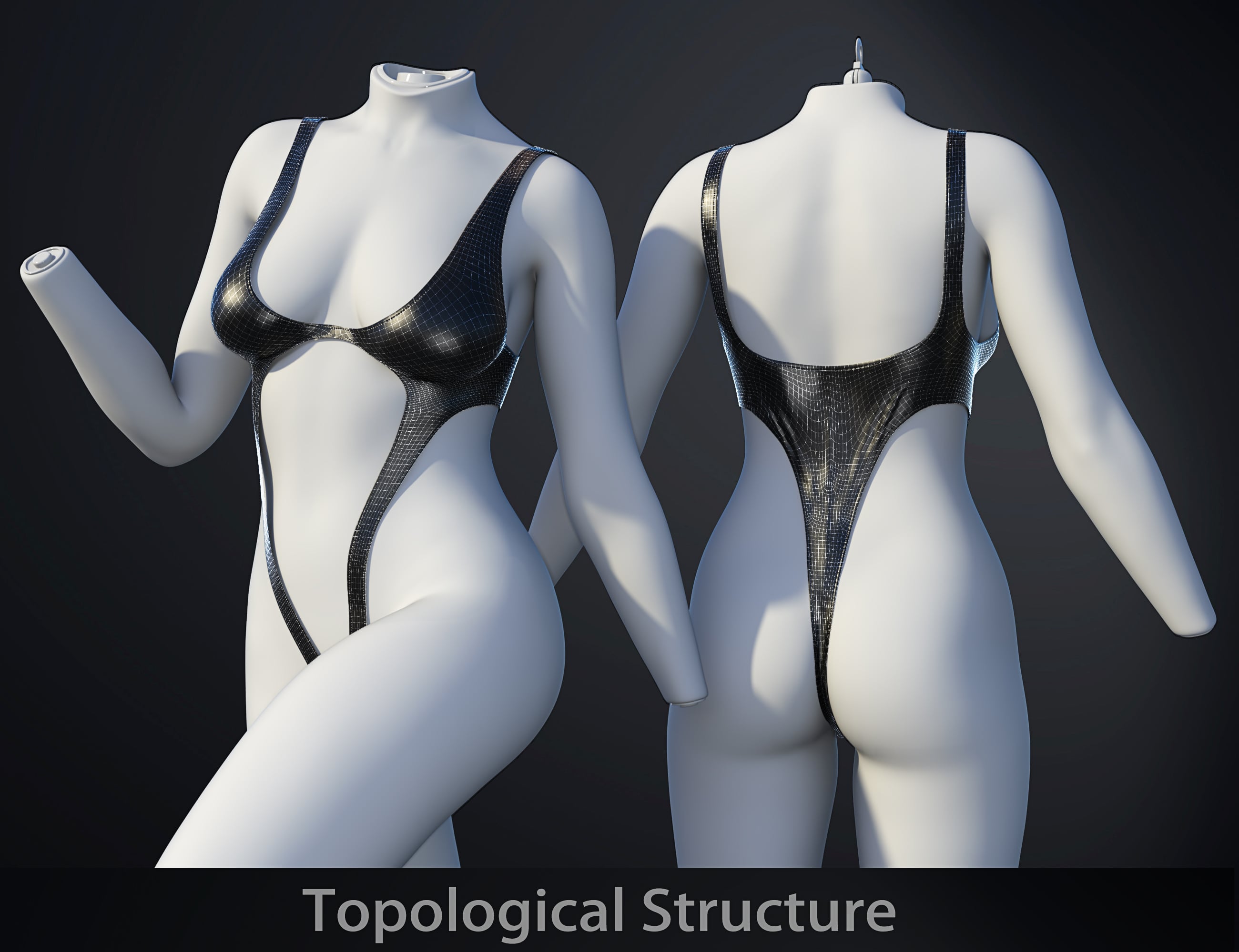 dForce SU Sexy Leather Swimwear for Genesis 9 2