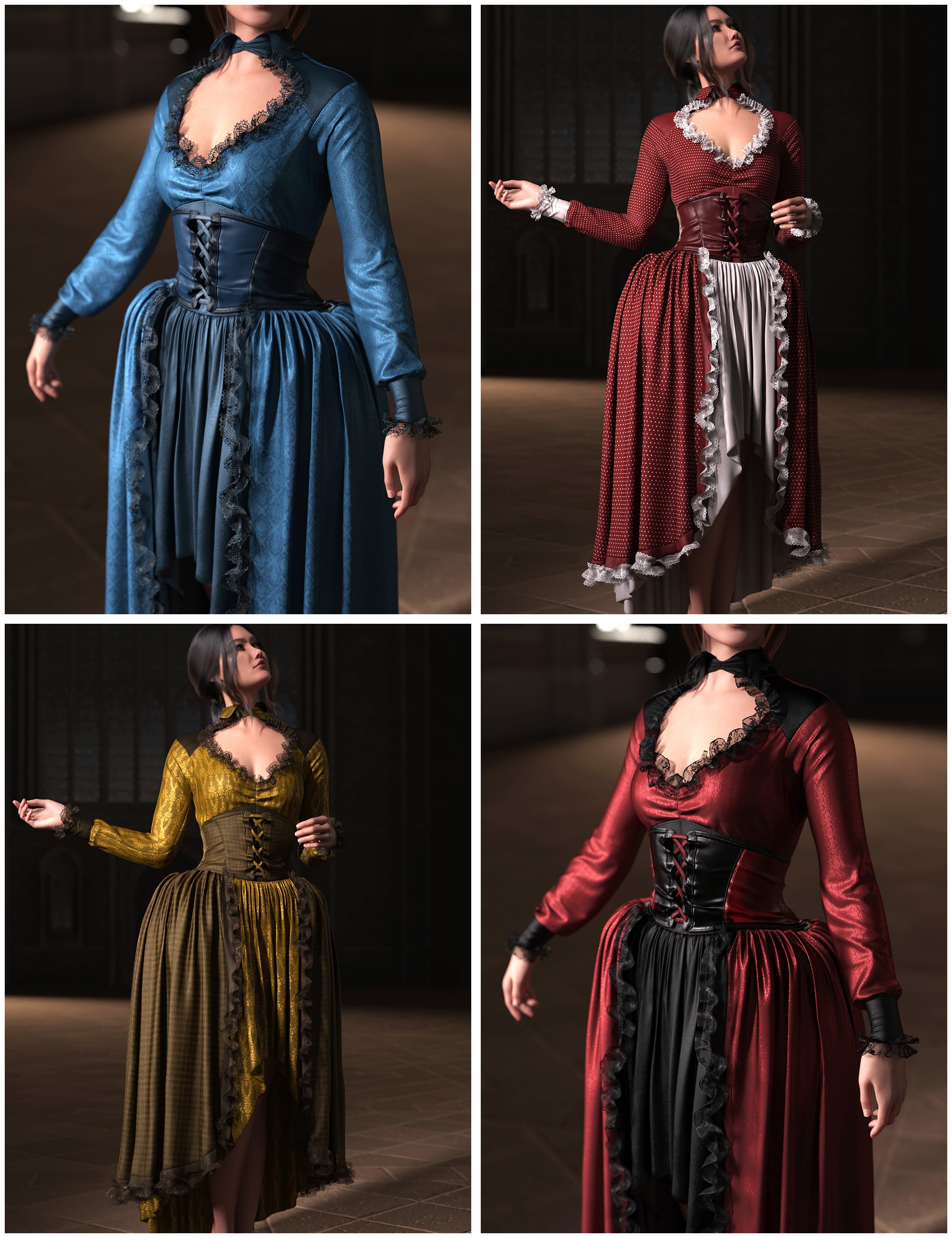Fantasy Textures Addon For High-Low Corset Dress For Genesis 9 [Request]