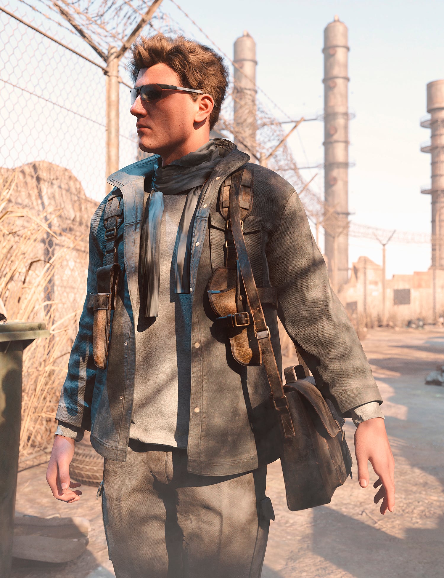 Wasteland Survivor Undersuit for Genesis 9 Road Texture Add-On 92