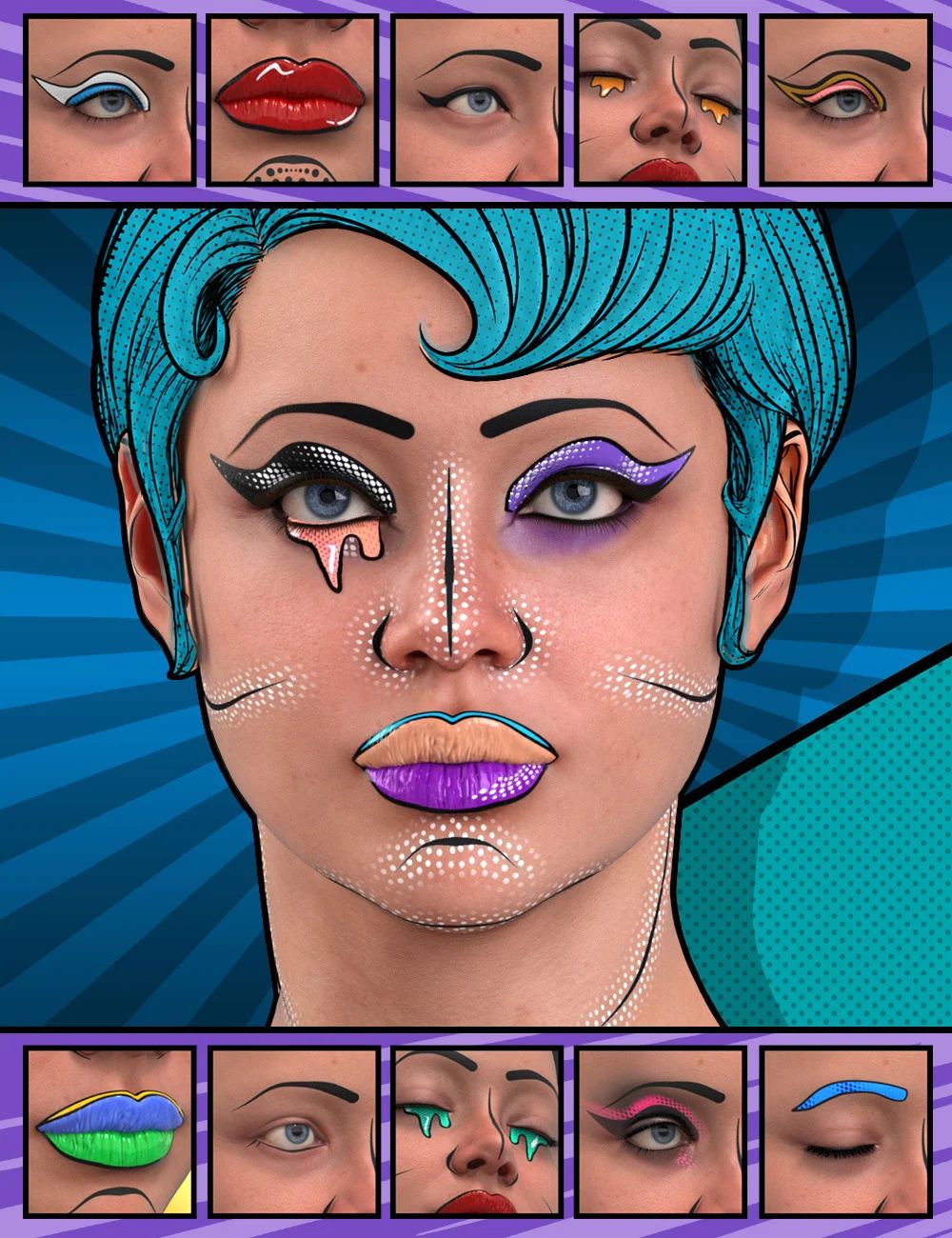 Pop Art Makeup Builder for Genesis 9 10 popartmakeupbuilderforgenesis900maindaz3d 1792737873