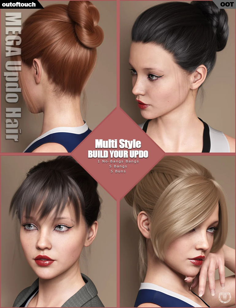 MEGA Updo Hair for Genesis 3 and 8 Female(s) Repost 16 mega updo hair for genesis 3 and 8 females 00 main daz3d 1793103870